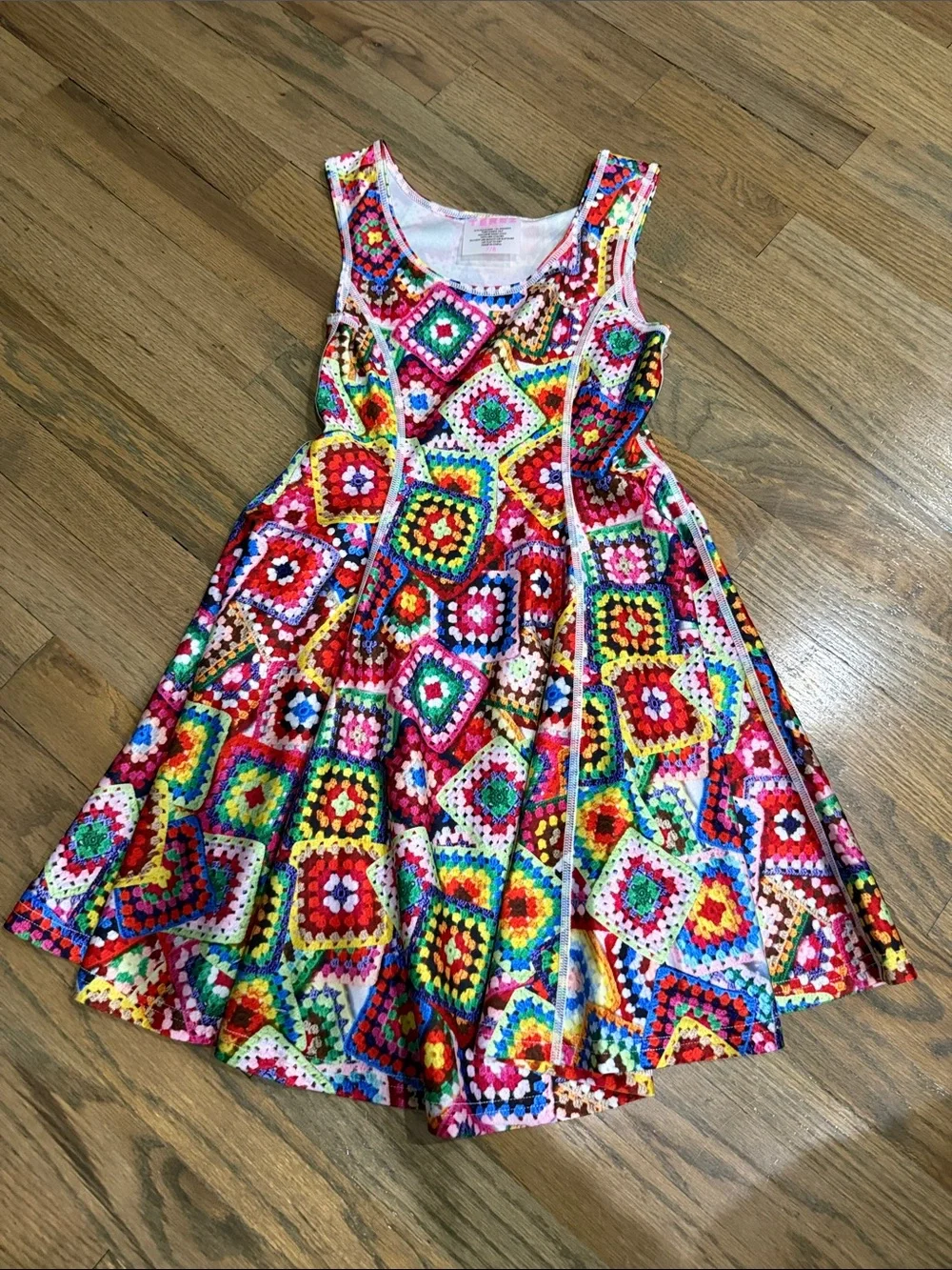 Brand new without tags*Girl’s Terez Bright Multicolor Crochet-Print Tank Dress